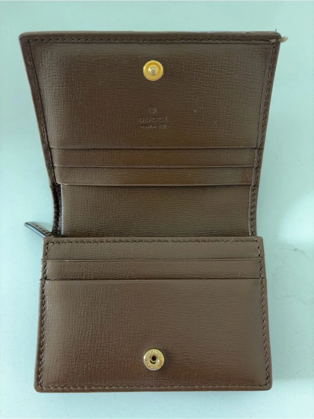 Gucci Beige GG Supreme Canvas Wallet with Brown Leather and Gold Horsebit - Picture 2 of 6
